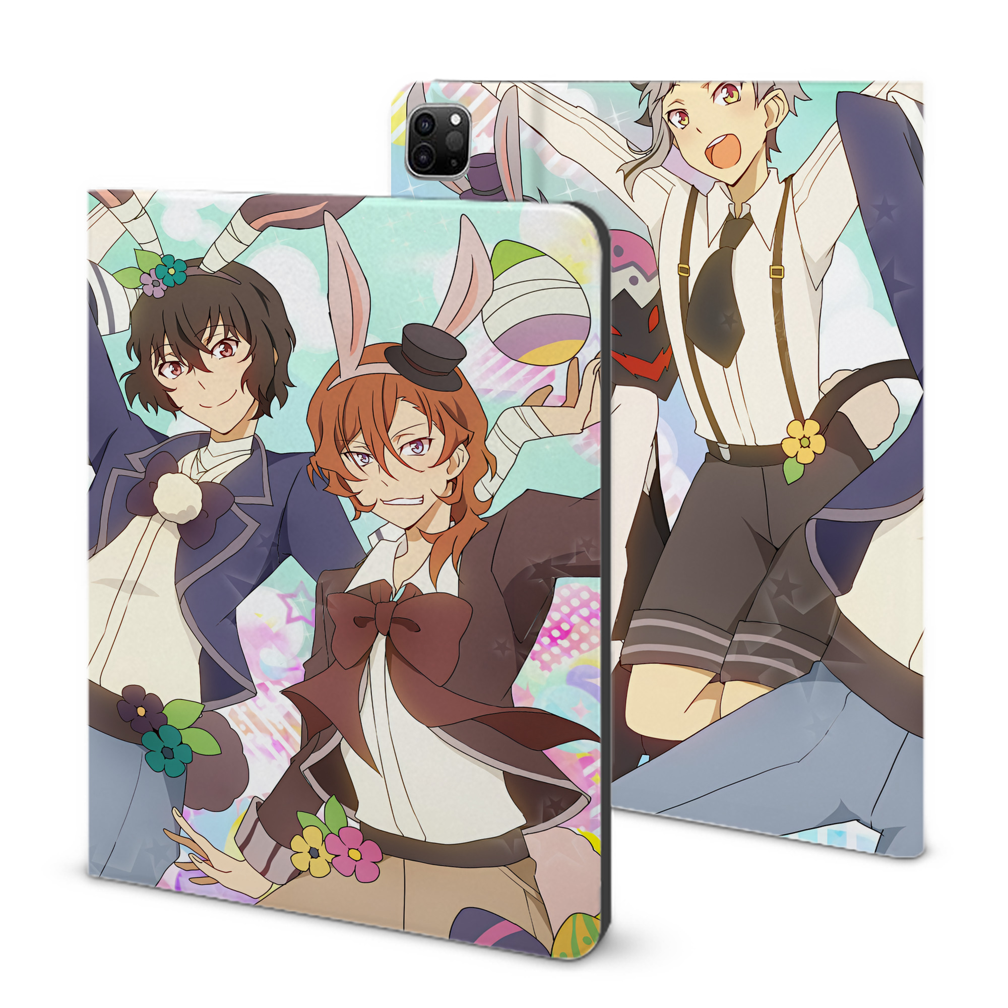 （画像用） 文豪ストレイドッグス Bungo Stray Dogs IPad ケース ブック型 PUレザー TPU 耐衝撃 軽量 薄型 ペン収納なし 全面保護 IPad 各モデル対応